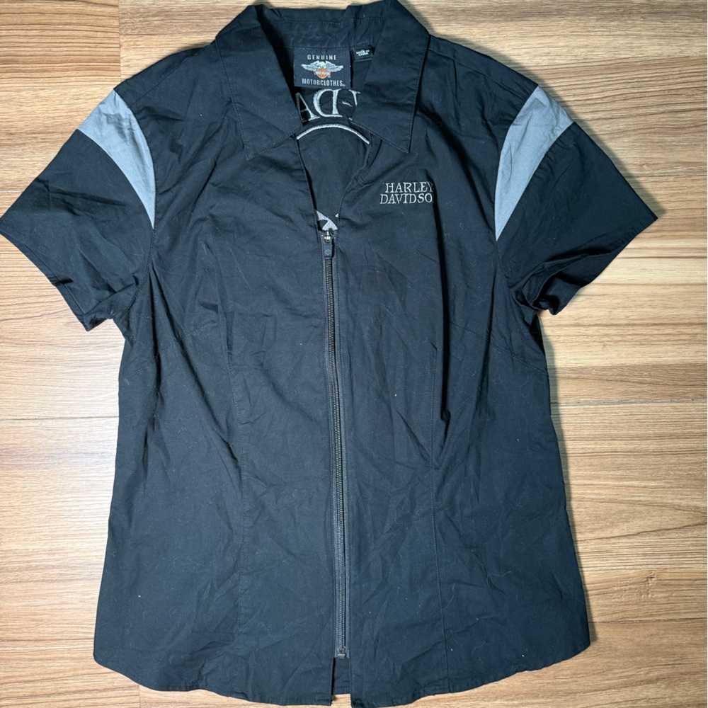 Harley-Davidson Men's Black and Gray Shirt Jacket